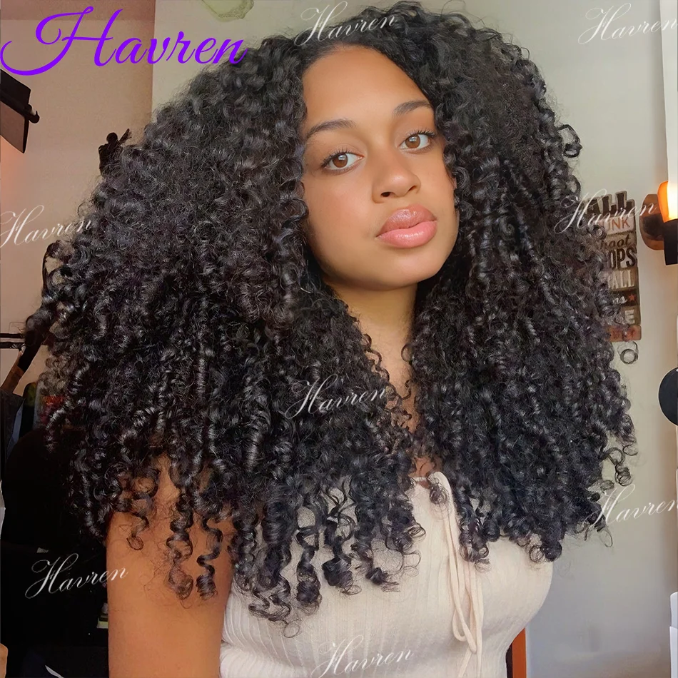 

Парик V-образной формы из натуральных кудрявых волос для женщин, без необходимости оставлять свои волосы наружу, 200% плотность, без клея, без пришивания, с застежками, 30-36 дюймов