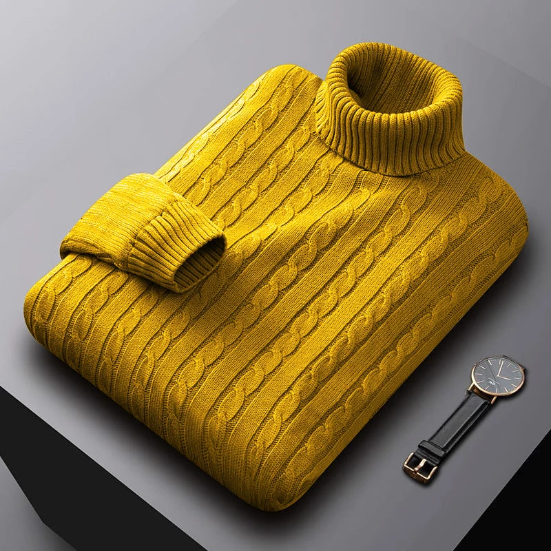 

Asian Size Solid Color Men's Long Sleeve Turtleneck Knitted Sweater Trendy Korean Casual Harajuku Pullover Slim Fit Clothes Tops