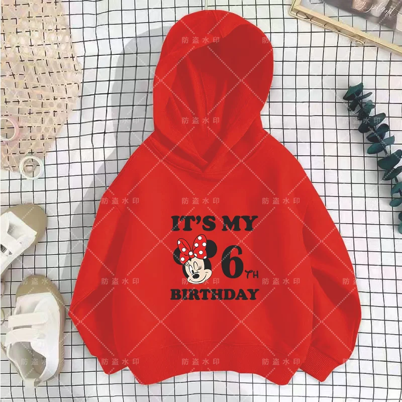 

Disney Birthday Number 3-12 Boy Minnie Mouse Cartoons Kawaii Baby Sweatshirt Hoodies Girl Clothes Disney Mouse Kawaii Cartoons