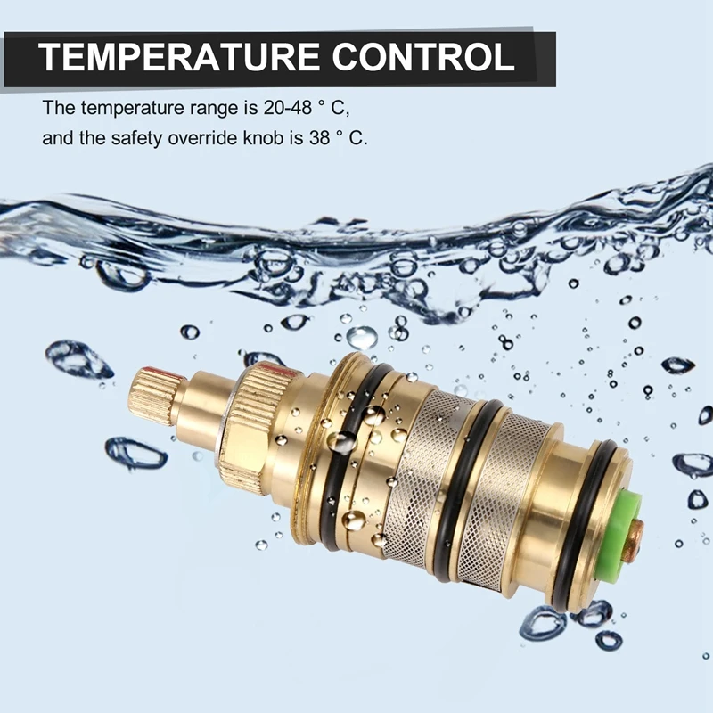 Brass Replacement Thermostatic Cartridge,Shower Mixer Valve Bar Repair Kit Intelligent Thermostatic Valve Core