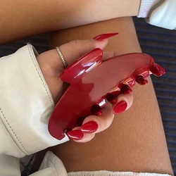 Cherry Red Glossy Claw Grabs for Women 10cm Acetate Shark Clips Acrylic Hair Barrette Claws Vintage Hair Accessories Headwear