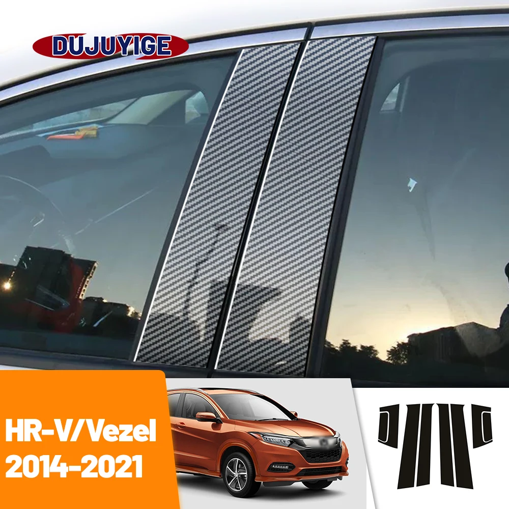 Für Honda HR-V HRV Vezel 2014-2021 2015 2016 2017 Carbon Faser Fenster Tür Spalte Deal B C säule Post Abdeckung Trim Aufkleber