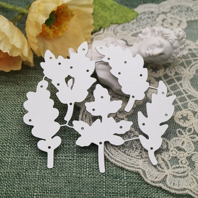 5PCS Leaves Scrapbooking Dies DIY Greeting Card Punch Stencil Embossing Knife Mold Template Handicrafts Metal Cutting Dies