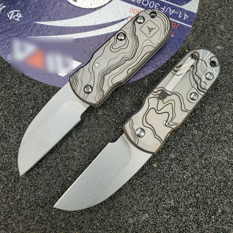 EDC 티타늄 합금 핸들 접이식 칼 뒤로 클립 종이 절단 풀기 캠핑 포켓 야외 도구