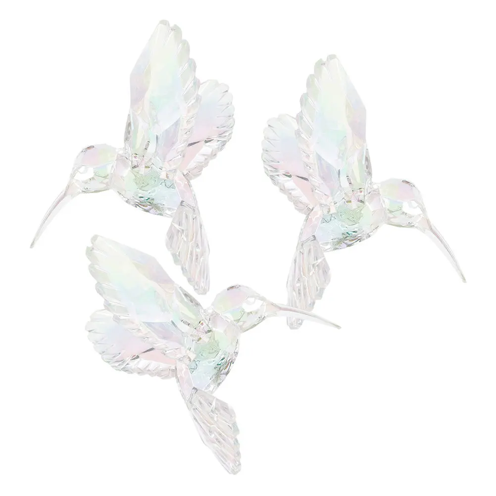 3Pcs Safe Odorless Acrylic Hummingbird Ornament Vivid Flying Bird Shape Pendant for Indoor Outdoor Home Garden Decor Ceiling Art
