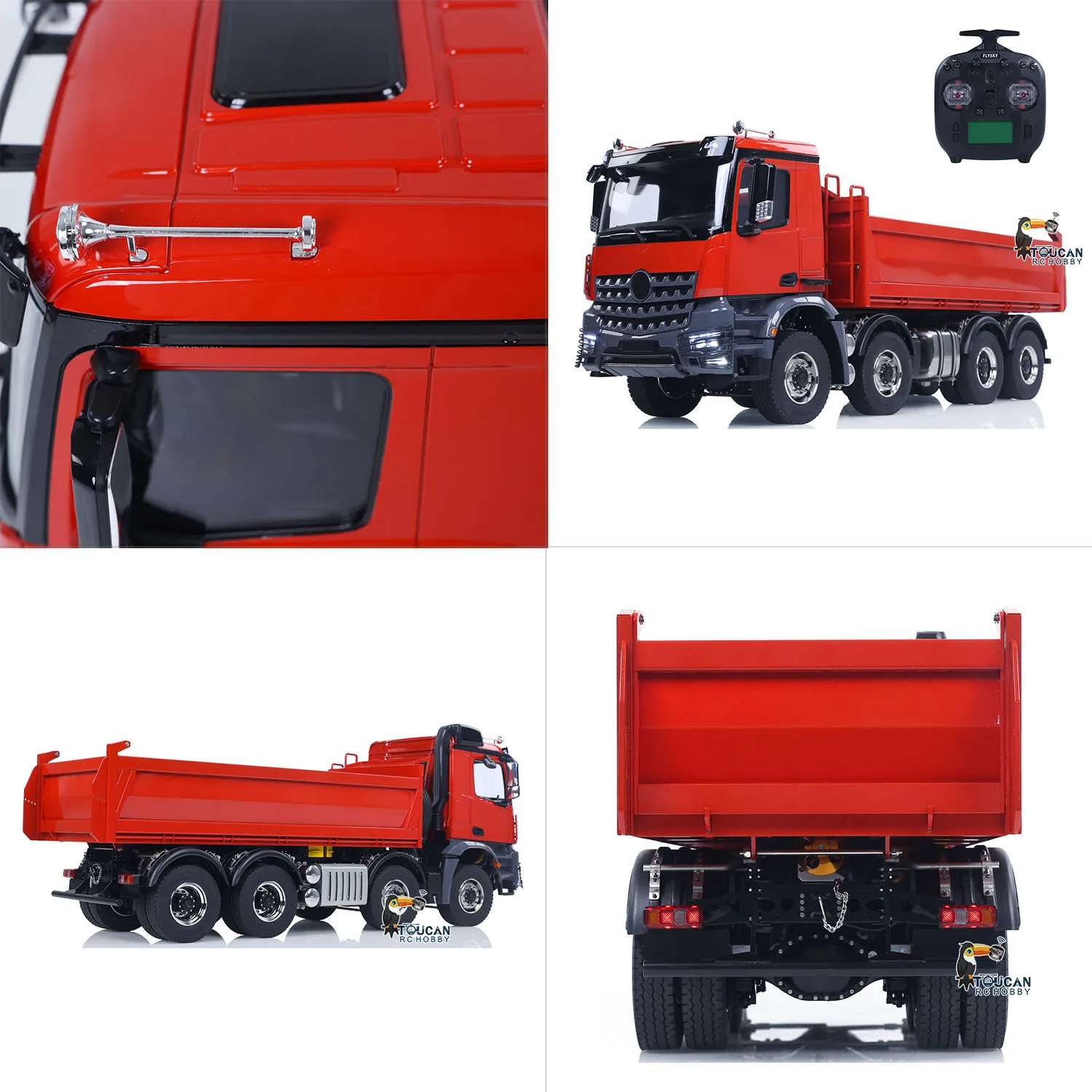 

Toys 1/14 8x8 3 Speed Transmision RC Hydraulic Dump Truck Metal Finished Radio Control Tipper Car Sounds Lights Vehicle TH23693