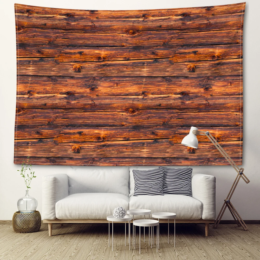 Red brown wood grain antique country style printed tapestry, vintage bohemian style room, Asian wall hanging art, wall hanging d