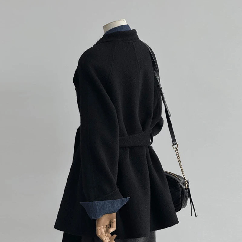 

Двустороннее пальто Hepburn Sle, женская верхняя одежда, корейская версия, прямой крой, длинная деталь на пуговицах све E12659