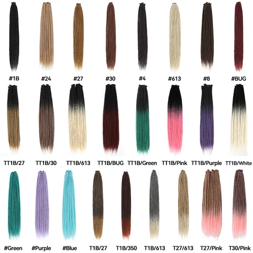 Imagen 2 del producto Extensiones de rastas sintéticas de 24 pulgadas hechas a mano, pelo de ganchillo liso, extensión de rastas, trenzas de ganchillo para mujeres, ombré, negro y marrón