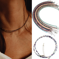 2-3mm Natural Stone Beaded Necklace Handmade Mini Tourmaline lapis crystal Energy Healing Female Bracelet for Women Jewelry Gift