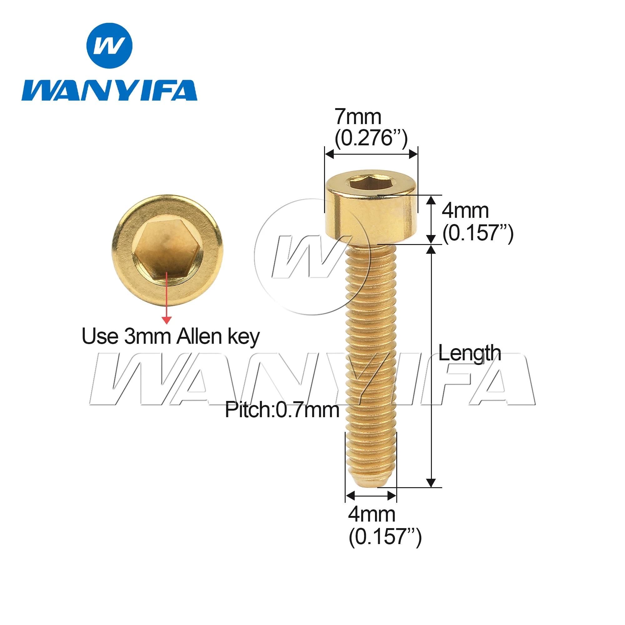 Wanyifa Titanium Ti Bolt M4x10 12 15 20mm Din912 vite a brugola per fissaggio in titanio per bicicletta