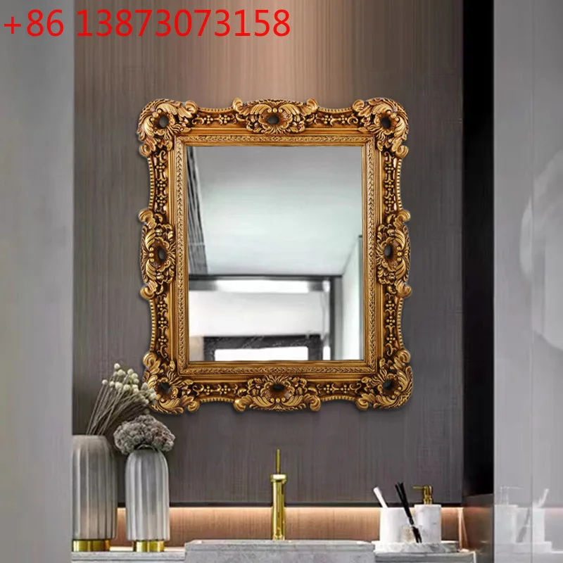European classical oil painting frame non-resin picture frame European bathroom mirror wall hanging porch decorative mirror