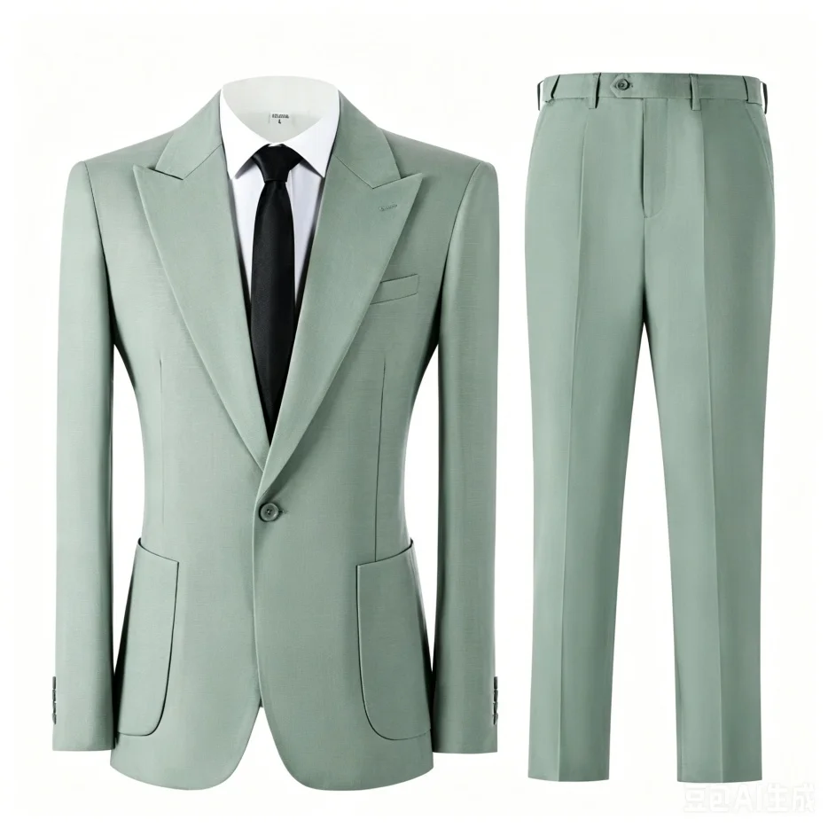 Men's 2 Piece Suit One Button Peak Lapel Jacket Pants Wedding Prom
