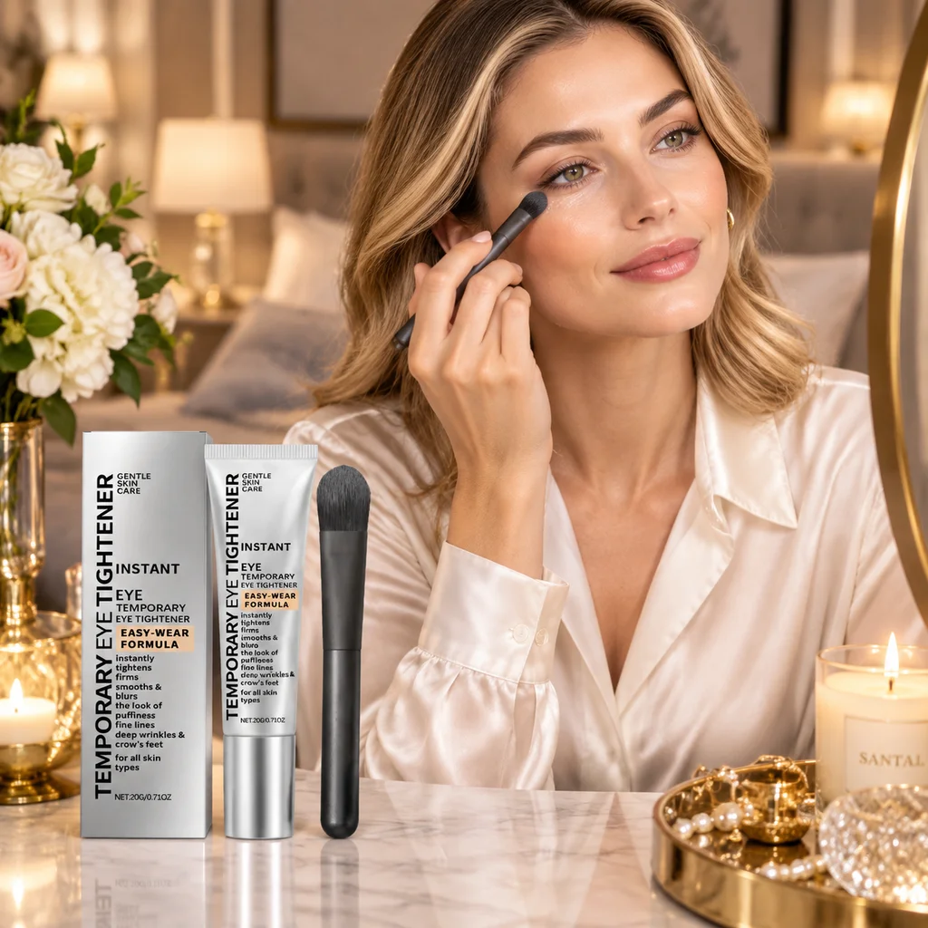 Temporary Tightener Eye Cream With Brush Reduces Dark Circles Eye Bags Puffiness Fine Lines Hyaluronic Acid Firming Eye Creams