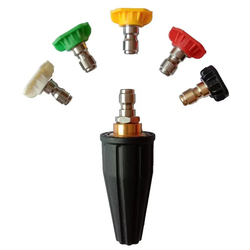 

AB11-Pressure Washer Turbine Nozzle With Quick Connect Rotatable Spray Tips For Lawn Garden Cleaning Power Tool