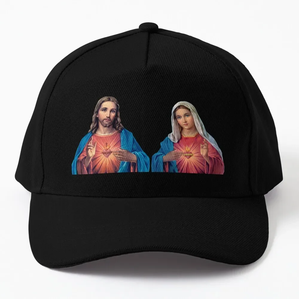 Sacred and Immaculate Hearts (Jesus and Mary) transparent background Baseball Cap tea hats Sports Caps Hat For Women Men'S