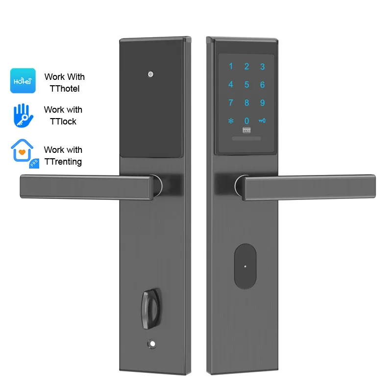 Bluetooth TTlock TThotel Online Smart Keyless passcode door locks with card reader for apartments