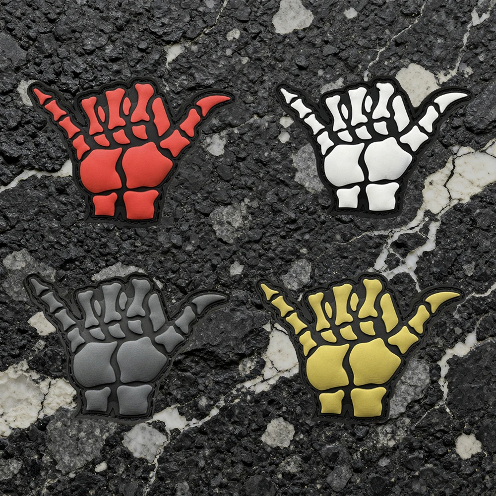 Surfing Gesture Bone Hand Pattern Armband Pvc Luminous Material Logo Patch Badge Flexible and Wear-Resistant Clothing Decoration Patch Free Backing Material