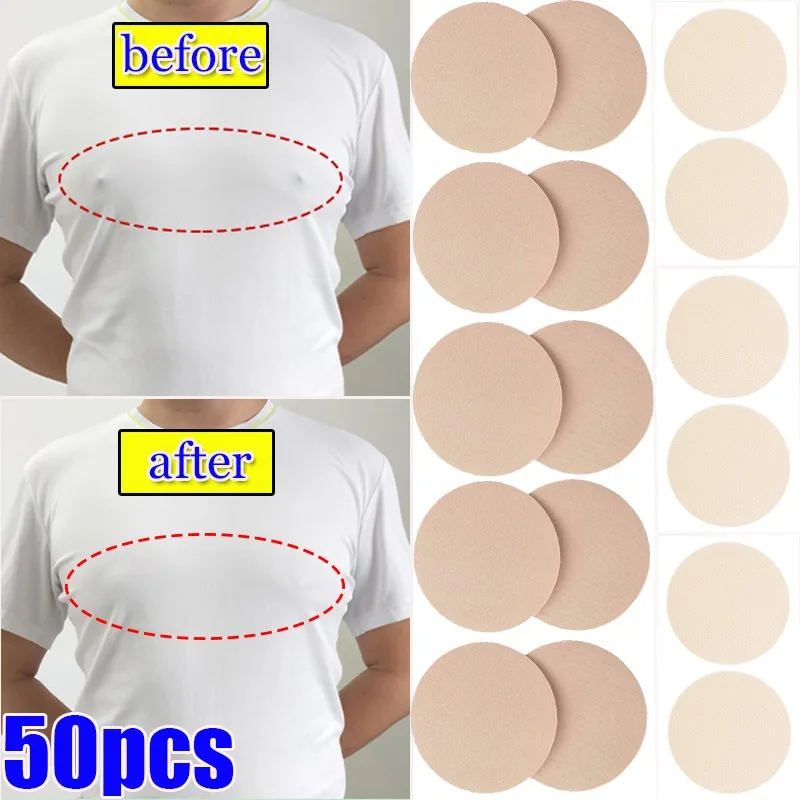 50pcs Men Invisible Nipple Cover Waterproof Disposable Shirts Tights Suit Anti-bulge Nipple Sticker for Men Outdoor Sports Gifts