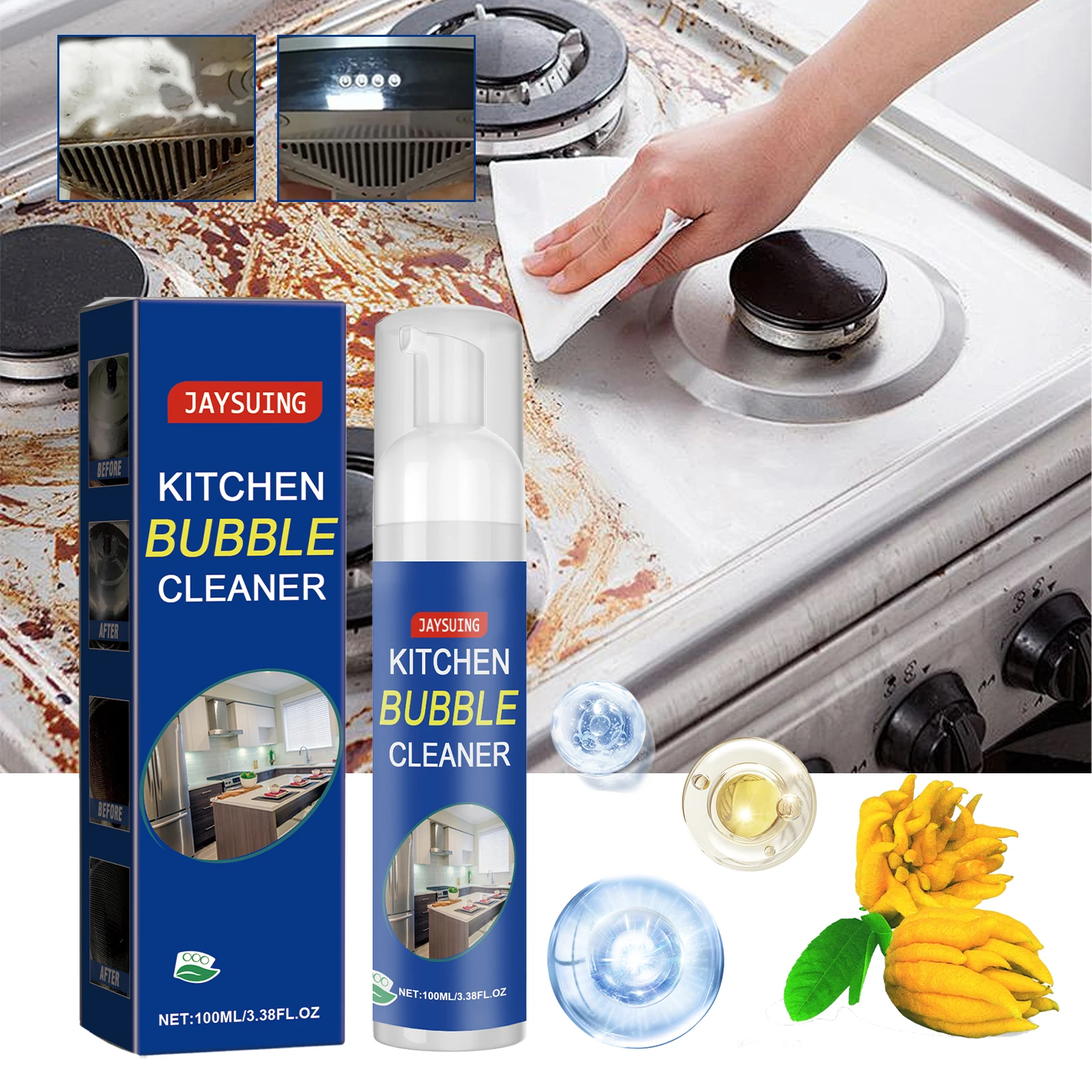 100ml Cleaning Bubble Spray Kitchen Grease Cleaner Rust Remover Home Dirt Oil Descaling Detergent Bubble Foam Clean Supplies