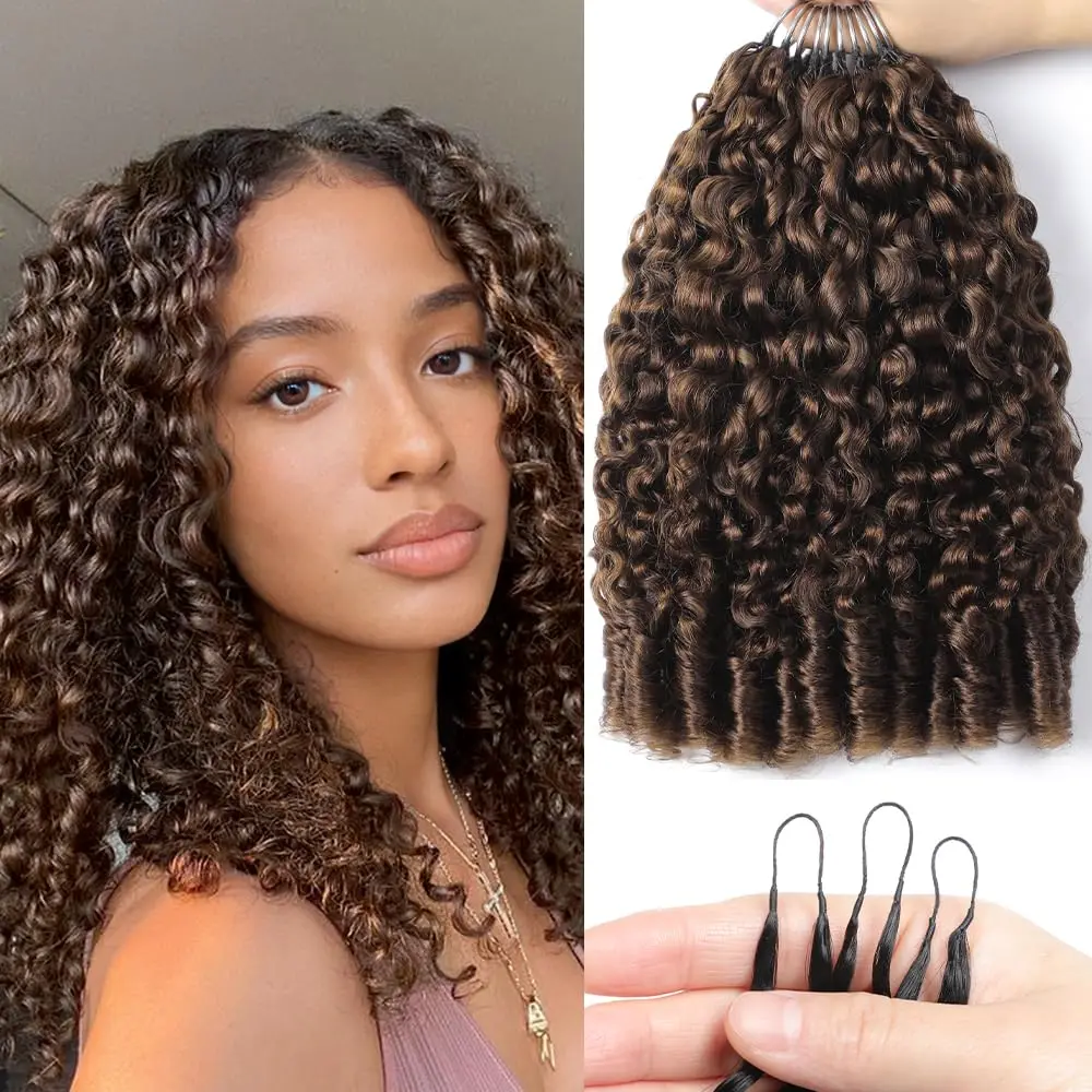 Smilegirl #4 Chocolate Brown Burmese Curly Pre-Parted Crochet Hair Extensions Lightweight Beginner Friendly Reusable Protective Style Human Hair