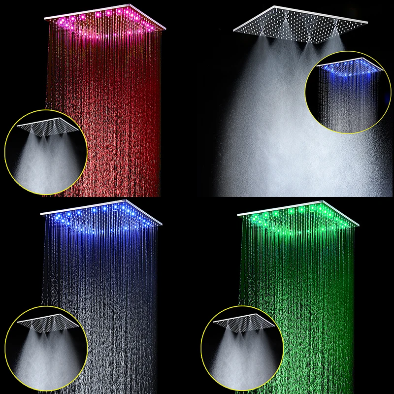 Imagem -04 - Massagem Led Shower Faucet Grupo Rainfall Shower Head Panel Spray Spa Sistema Misturador de Válvula Termostática Alta Qualidade Preto 16 em 20in