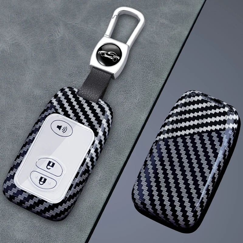 2 3 Buttons For Toyota Aqua RAV4 Land Cruiser Camry Prado Corolla Prius 2013 2014 Carbon Fiber Car Key Case Cover Keyring Holder