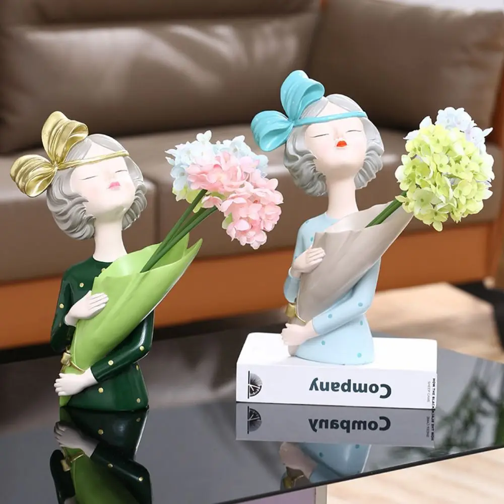 

Creative Elegant Flower Girl Statue Decorative Handmade Butterfly Girl Sculpture Cartoon Girl Vase Ornament TV Cabinet