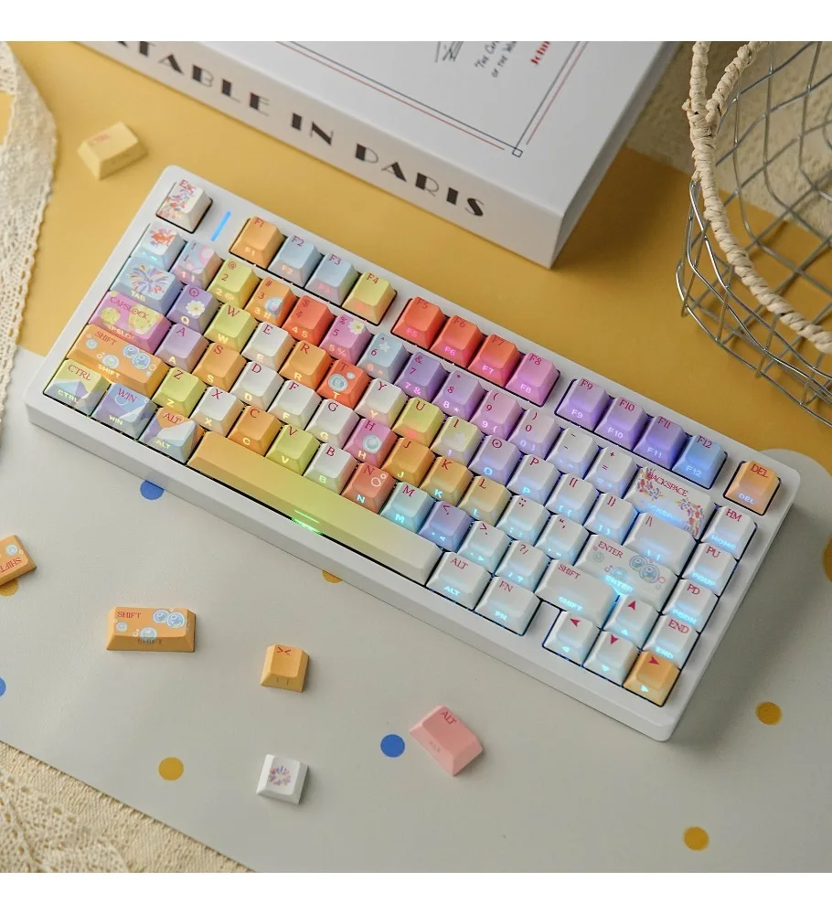 Keycap High value double engraving light transmission Pbt original small language root office game keyboard keycap