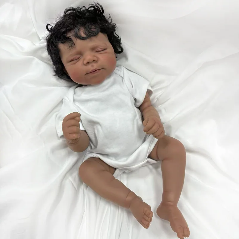 48cm Dark Skin Full Vinyl Body Reborn Doll Pascale 3D Skin Painted Visible Veins