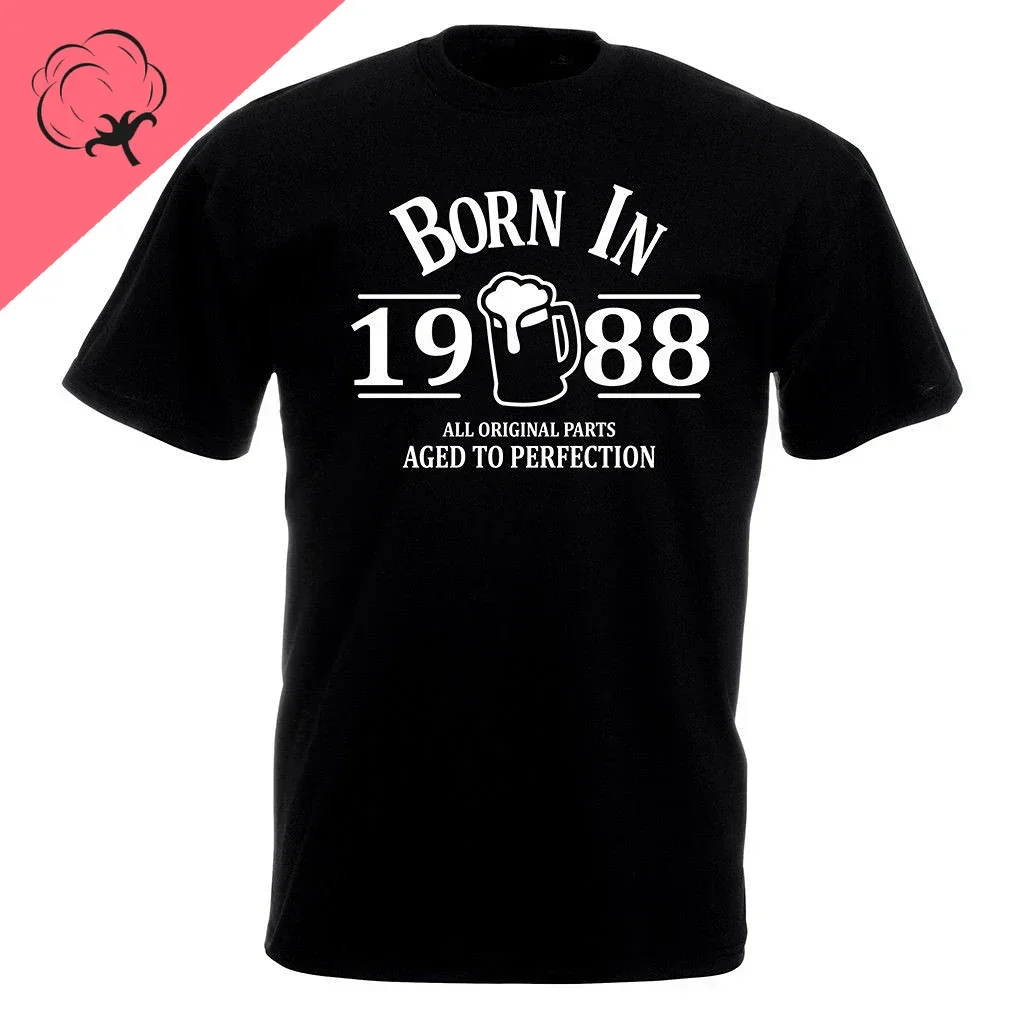 The best birthday present ever  Men Designer Clothes Tees Born In 1988 Beer 100%cotton T Shirt - 35th Birthday Gift Top Uncle