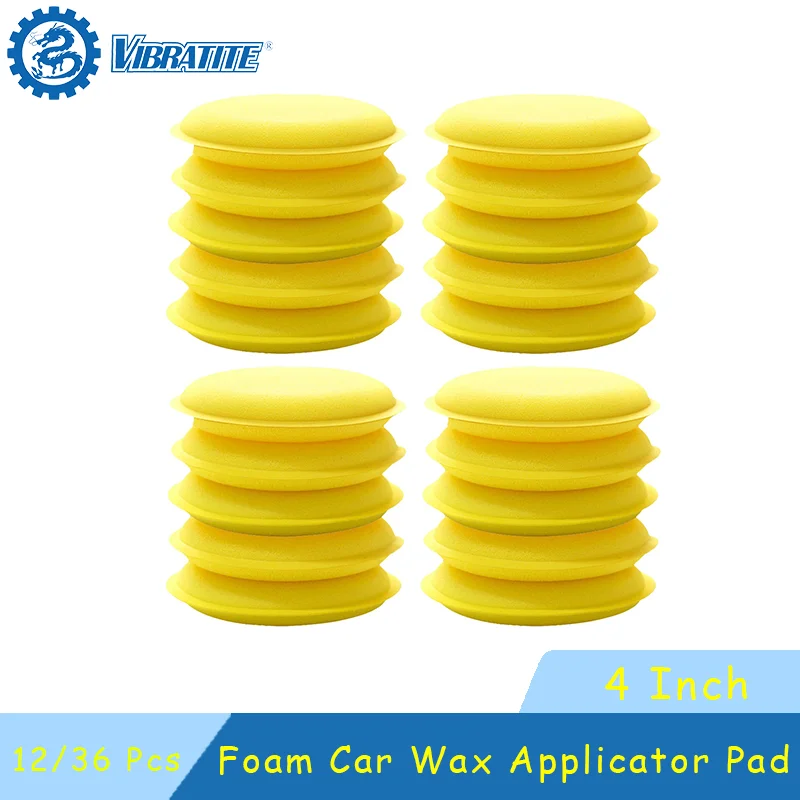 4 Inch Foam Car Wax Applicator Pad 12/36 Pcs Detailing Round Polishing Sponges for Cleaning Car Wax Applicator Pad-Yellow ﻿