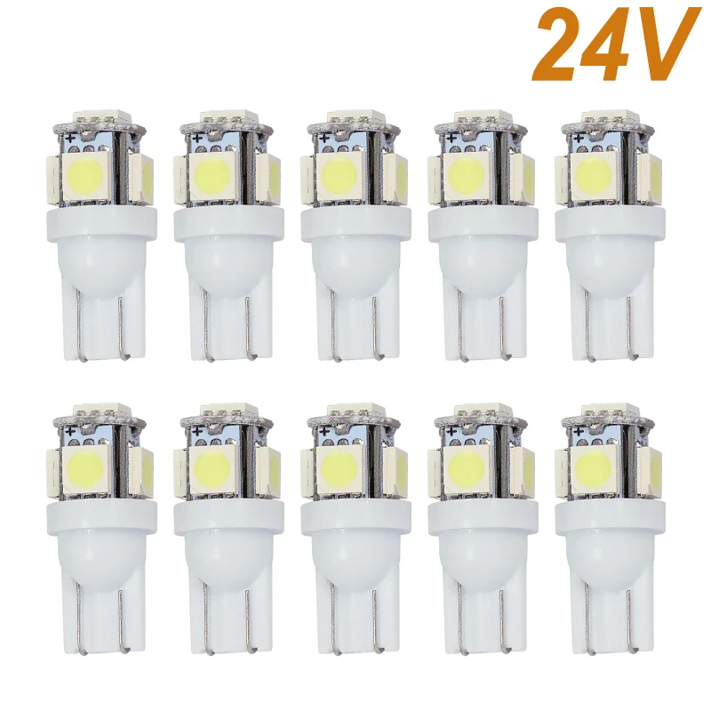 10Pcs T10 W5W 168 194 5 SMD 5050 LED Auto Car Side Led Lighting Light Lamp Bulb DC 24V