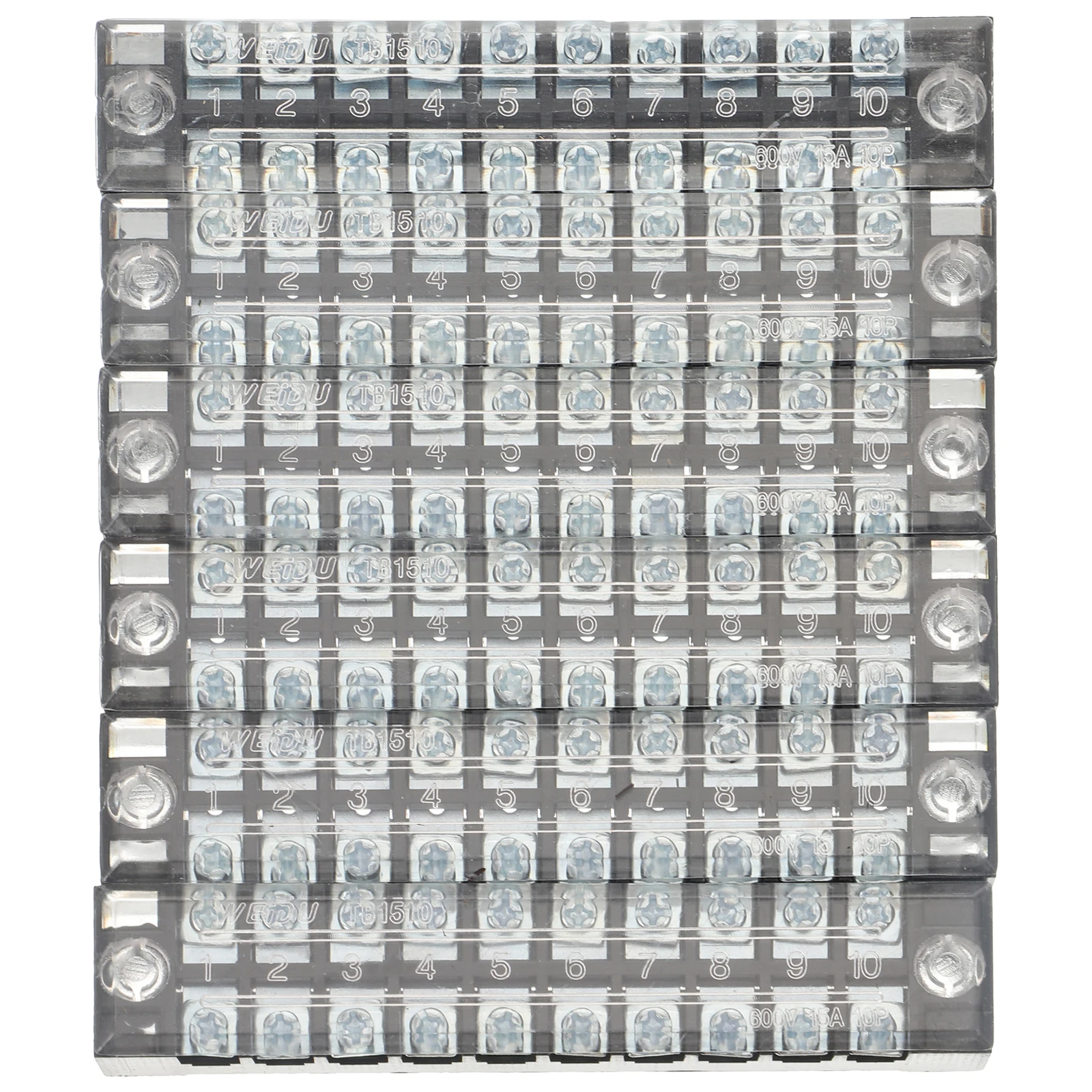 

6Pcs Terminal Block Dual Row 10-Position Screw Barrier Wire Connector Fixed Terminal Board 15a Insulated Durable