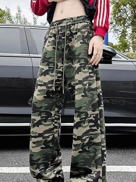 

American Sle Cleanfit Camouflage Wide Leg Sweatpants Men's Trendy Brand Casual Straight Knife Long Pants Autumn Wear