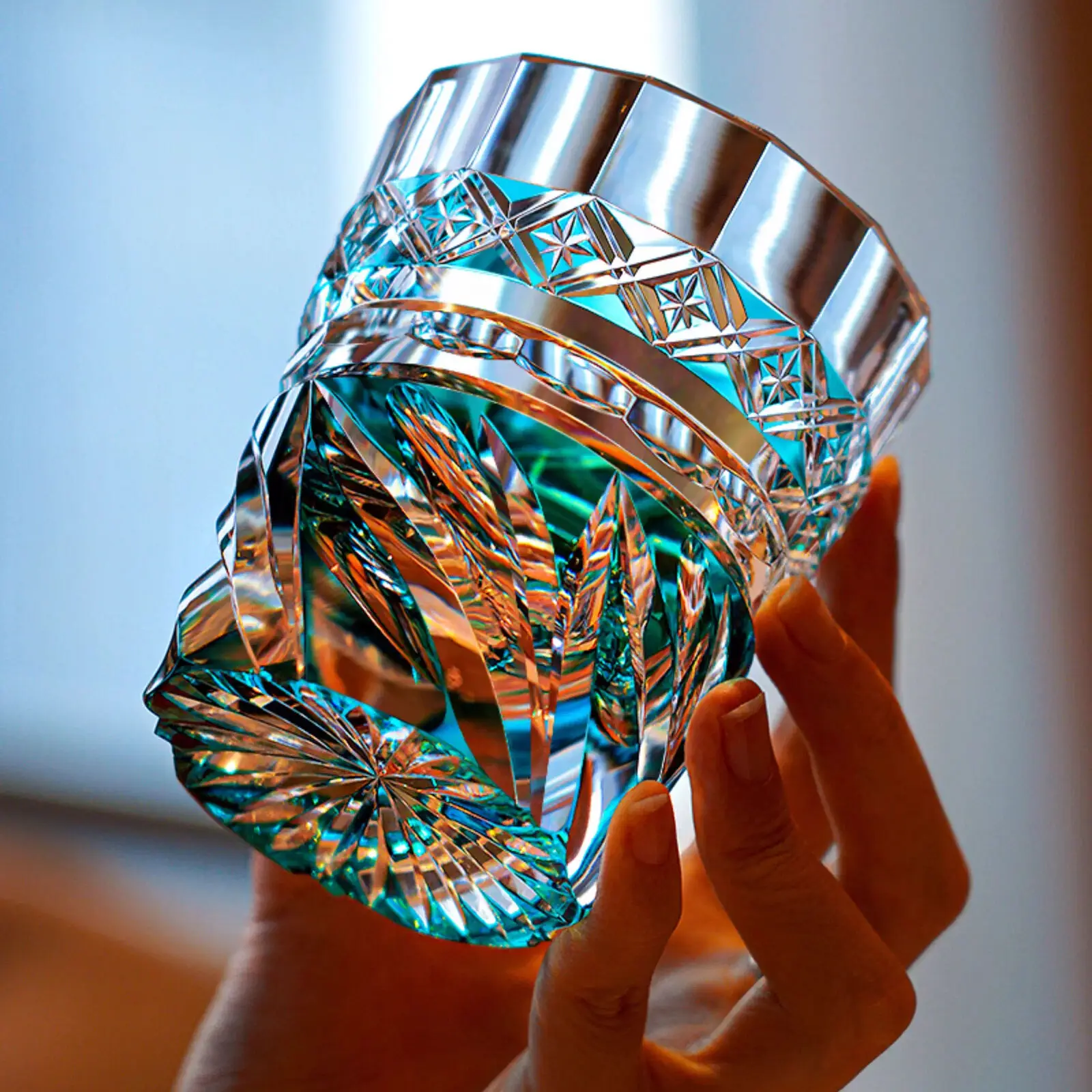 Japón tallado a mano Edo Kiriko violeta cristal agua potable vaso whisky Snifter Brandy taza whisky licor gafas caja de regalo de madera
