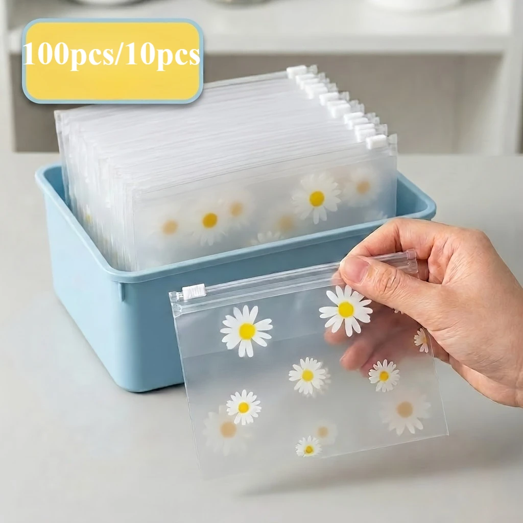 Daisy Zipper Bags Reusable Storage Pouches for Cosmetics Jewelry Hair Additions Office Supplies Crafts Stationery Organization