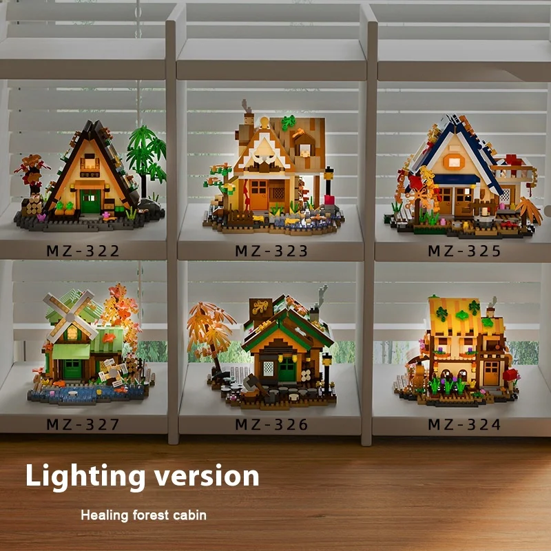 

Forest Tree-House Street Scene Illuminated Version Miniature Architecture Set Diy 3d Puzzle Cottage Desktop Decorative Gift