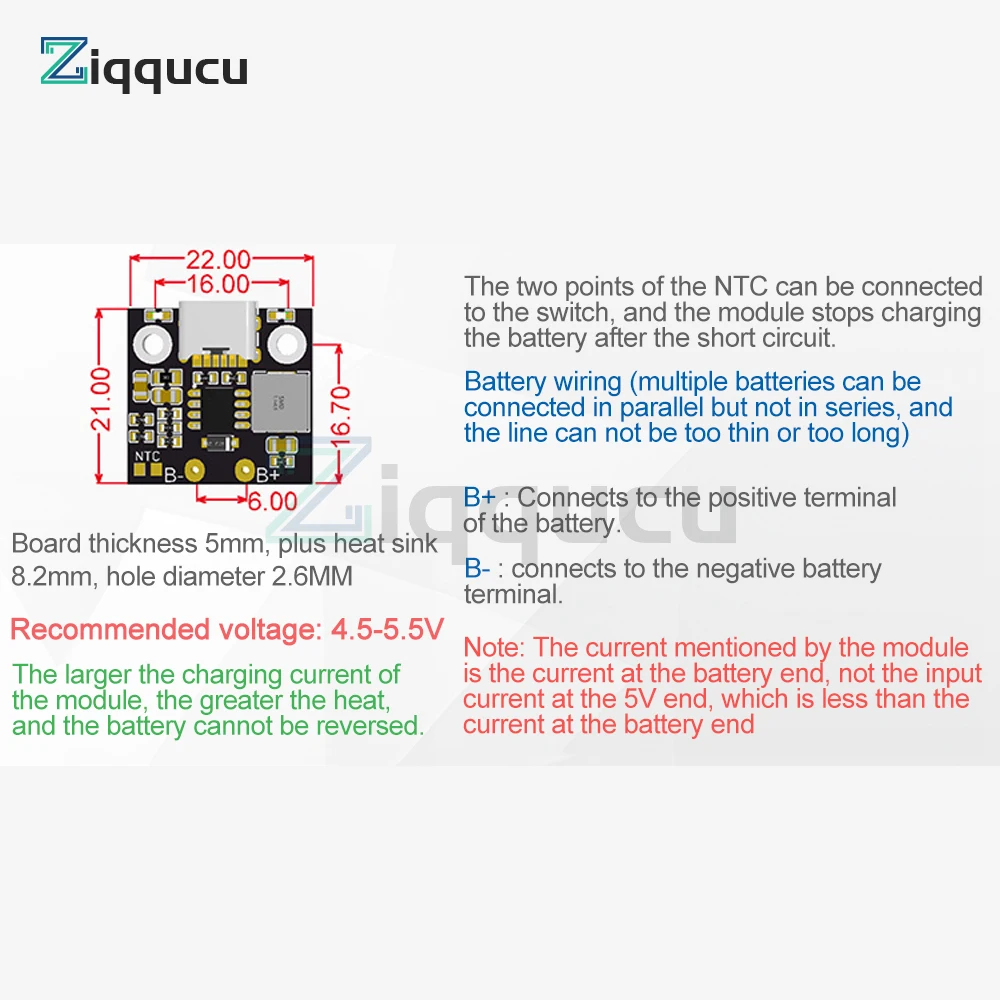 5V Charge Discharge Integrated Module 18650 Lithium Battery Charging Boost Power Board Step-up Charge Protection Module Type-C