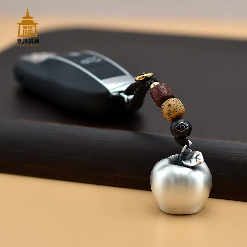 For SilverPendant Foot Silver999 Apple SilverNecklace Sterling SilverCar Keychain Unisex Creative SilverPendant Handle