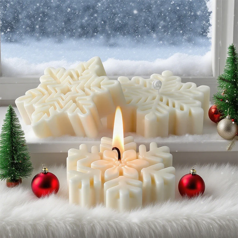 

Christmas 3D Snowflake Silicone Mold for DIY Handmade Aromatherapy Candle Soap Diffuser Stone Decor Holiday Crafts Trendy Mould