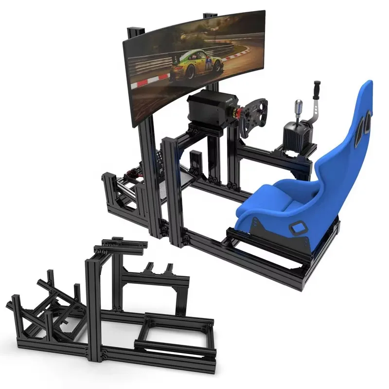 Custom Aluminum Factory Supply Black Silver 4040 4080 Aluminum Extrusion Profile For Racing Sim Rig Driving Simulator Cockpit