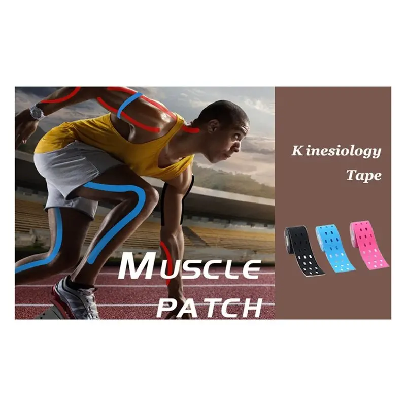 【TRAVEL ESSENTIAL】Elastic Breathable Perforated Adhesive Kinesiology Tape Athletic Body Tapes Muscle Pain Relief Pain Relief