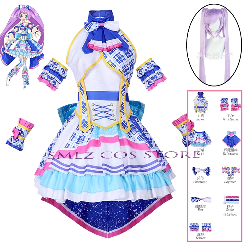 Anime PriParaa Manaka Laala Cosplay Woman Lala Dress Uniform Wig Halloween Party Stage Perform Outfit for Girl