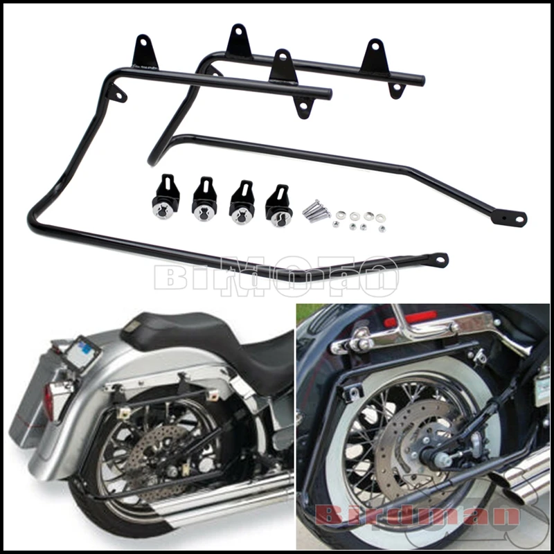 

Motorcycle Black Steel Saddlebag Support Conversion Brackets Saddle Bag Rack w/ Hardware For Harley Touring Softail 1986-2013