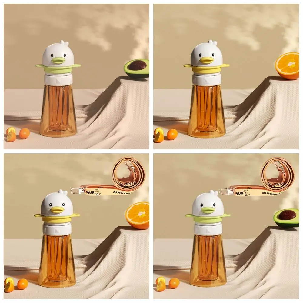 ฝาขวดน้ำเด็ก ลายการ์ตูนเป็ด พร้อมสายสะพาย ฝาปิดขวดซิลิโคนพร้อมหลอดดูดน้ำ ฝาปิดแบบหมุน