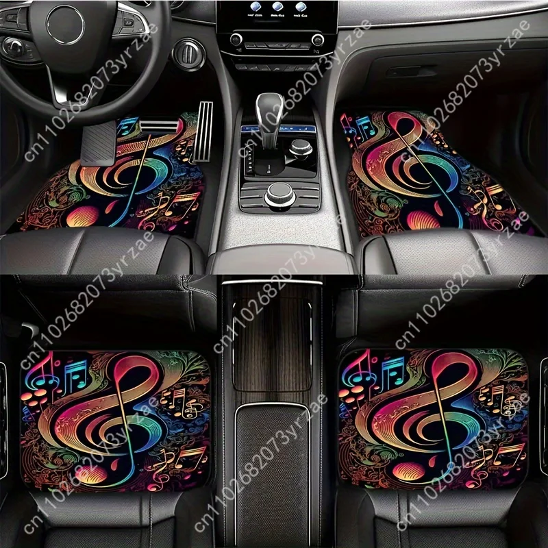 

Premium Music Note 4pcs Universal Car Floor Mats All-Season Fashionable Auto Interio Absorbent Non-Slip Washable Car Floor Mats