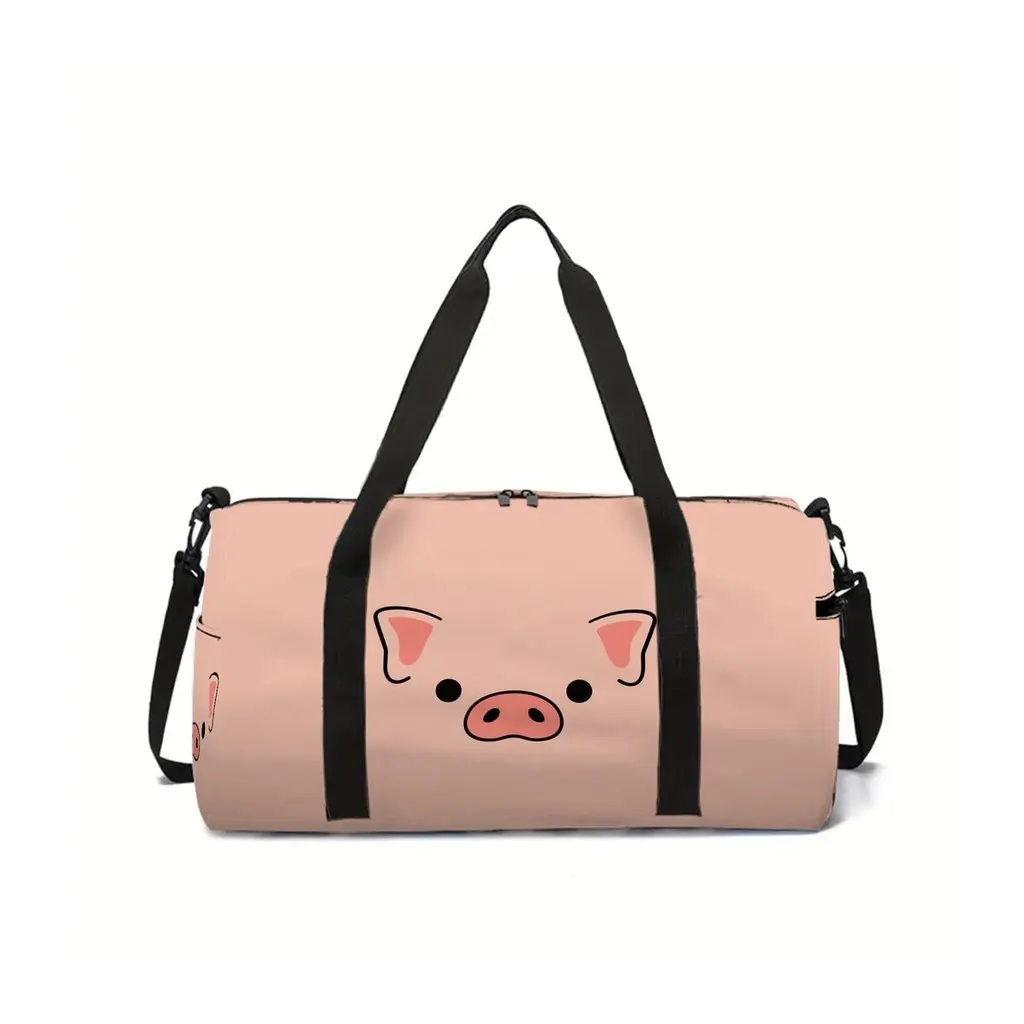 

Pink Pig 2D Flat Cartoon School Travel Bag Large Capacity Zipper Luggage Bag Best Gift for Boys Girls Fashion Style