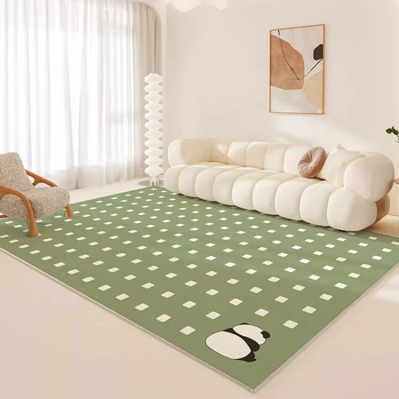 Cute Panda Living Room Carpets Minimalist Color Plaid Bedroom Carpet Cream Style Decorative Rugs Comfortable Easy Care Carpet IG