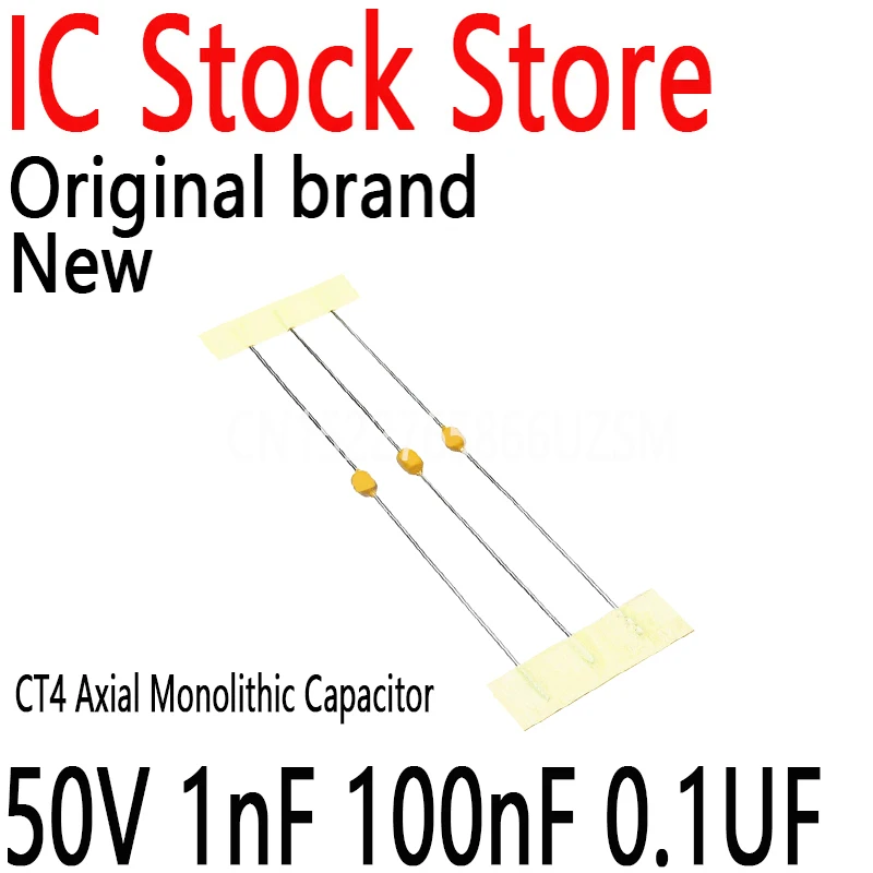 100PCS CT4 Axial Monolithic Capacitor 104P 102K 104K Without Polarity 10% 50V 1nF 100nF 0.1UF